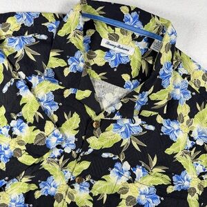 Tommy Bahama Men’s L Silk Blue Hibiscus Floral‎ Hawaiian Shirt